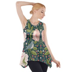 Spring Design With Watercolor Flowers Side Drop Tank Tunic by AlexandrouPrints