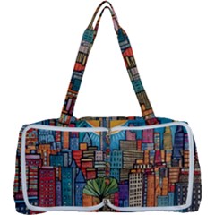 City New York Nyc Skyscraper Skyline Downtown Night Business Urban Travel Landmark Building Architec Multi Function Bag