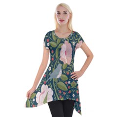 Spring Design With Watercolor Flowers Short Sleeve Side Drop Tunic by AlexandrouPrints