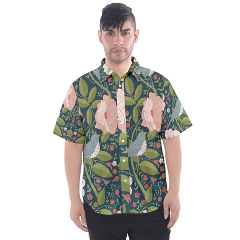 Spring Design With Watercolor Flowers Men s Short Sleeve Shirt by AlexandrouPrints