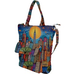 City New York Nyc Skyscraper Skyline Downtown Night Business Urban Travel Landmark Building Architec Shoulder Tote Bag by Posterlux