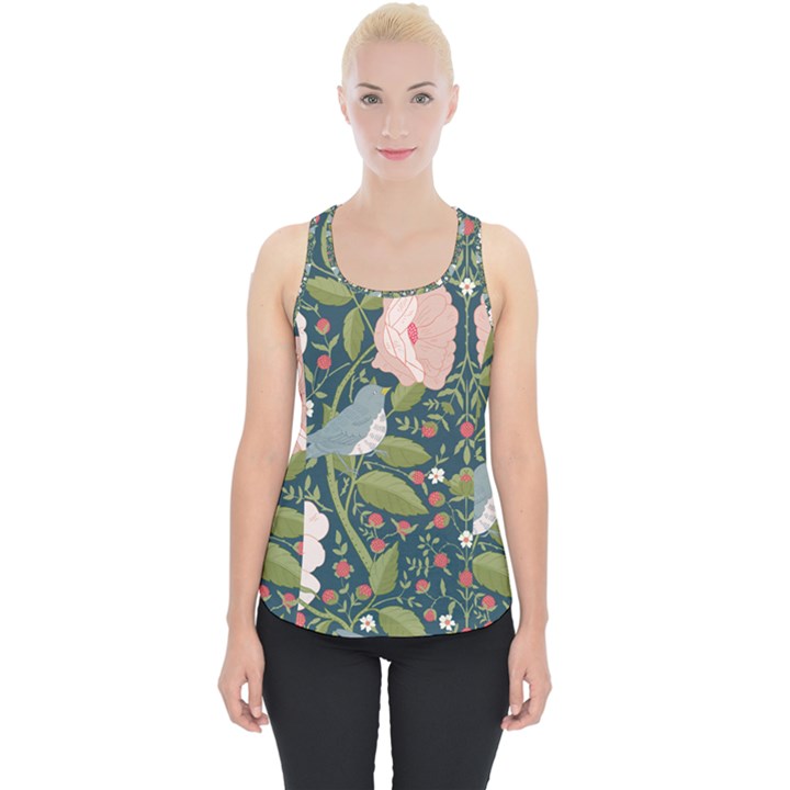 Spring Design with watercolor flowers Piece Up Tank Top