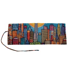 City New York Nyc Skyscraper Skyline Downtown Night Business Urban Travel Landmark Building Architec Roll Up Canvas Pencil Holder (s)