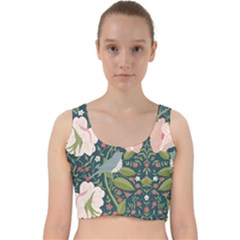 Spring Design With Watercolor Flowers Velvet Racer Back Crop Top by AlexandrouPrints