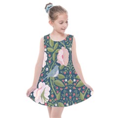 Spring Design With Watercolor Flowers Kids  Summer Dress by AlexandrouPrints