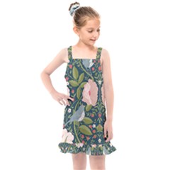 Spring Design With Watercolor Flowers Kids  Overall Dress by AlexandrouPrints