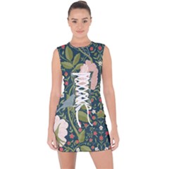 Spring Design With Watercolor Flowers Lace Up Front Bodycon Dress by AlexandrouPrints