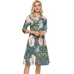 Spring Design With Watercolor Flowers Classy Knee Length Dress by AlexandrouPrints