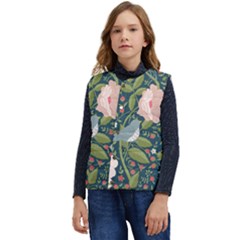 Spring Design With Watercolor Flowers Kid s Button Up Puffer Vest	