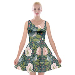 Spring Design With Watercolor Flowers Velvet Skater Dress