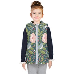 Spring Design With Watercolor Flowers Kids  Hooded Puffer Vest