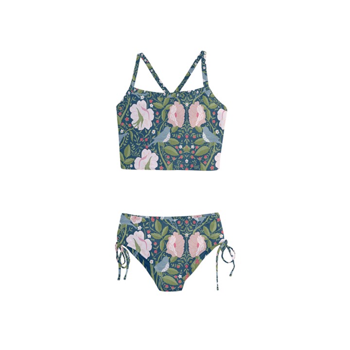 Spring Design with watercolor flowers Girls  Tankini Swimsuit