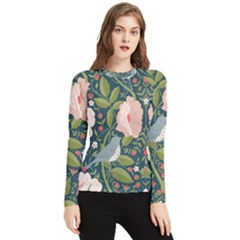 Spring Design With Watercolor Flowers Women s Long Sleeve Rash Guard