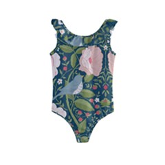 Spring Design With Watercolor Flowers Kids  Frill Swimsuit by AlexandrouPrints