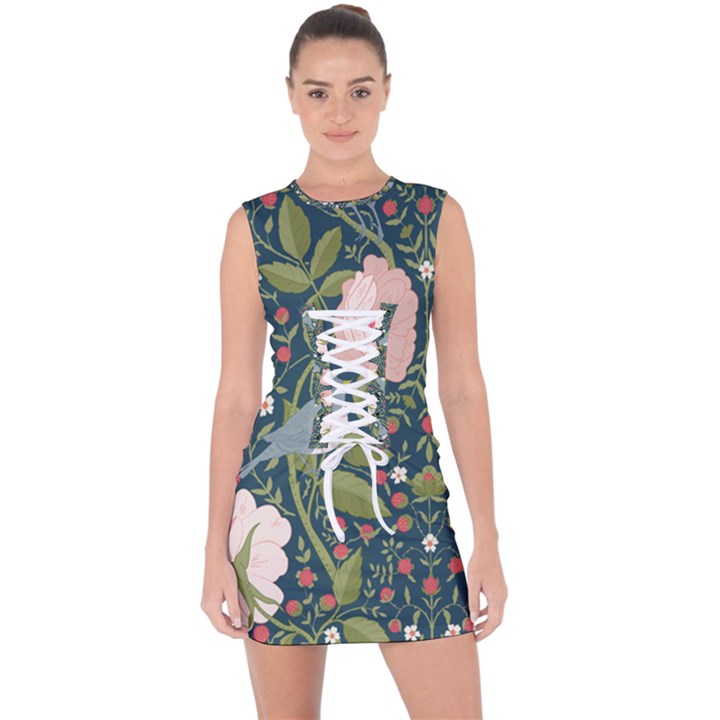 Spring Design with watercolor flowers Lace Up Front Bodycon Dress