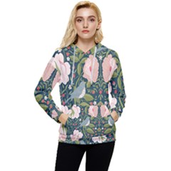 Spring Design With Watercolor Flowers Women s Lightweight Drawstring Hoodie