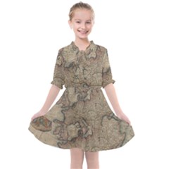 Old Vintage Classic Map Of Europe Kids  All Frills Chiffon Dress by Paksenen