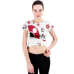 Assorted Illustration Lot Japan Fundal Japanese Crew Neck Crop Top by Maspions