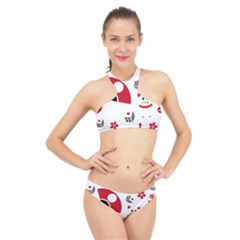 Assorted Illustration Lot Japan Fundal Japanese High Neck Bikini Set