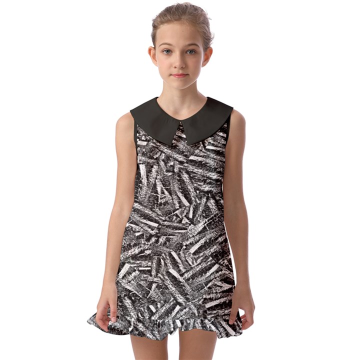 Monochrome Mirage Kids  Pilgrim Collar Ruffle Hem Dress