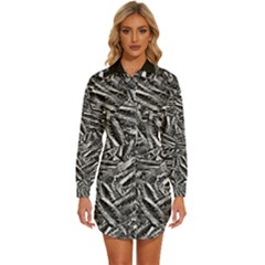 Monochrome Mirage Womens Long Sleeve Shirt Dress