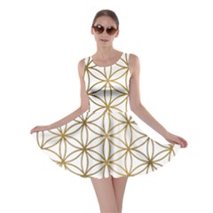 Gold Flower Of Life Sacred Geometry Skater Dress by Maspions