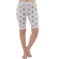 Gold Flower Of Life Sacred Geometry Cropped Leggings 