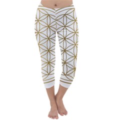 Gold Flower Of Life Sacred Geometry Capri Winter Leggings 