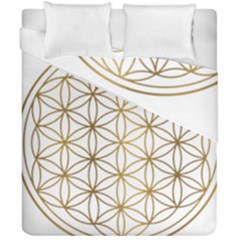 Gold Flower Of Life Sacred Geometry Duvet Cover Double Side (california King Size) by Maspions