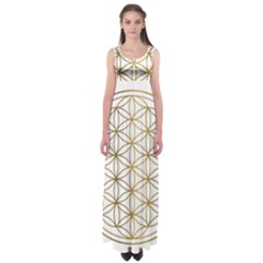 Gold Flower Of Life Sacred Geometry Empire Waist Maxi Dress