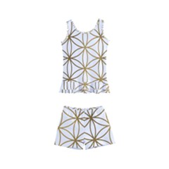 Gold Flower Of Life Sacred Geometry Kids  Boyleg Swimsuit