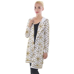 Gold Flower Of Life Sacred Geometry Hooded Pocket Cardigan