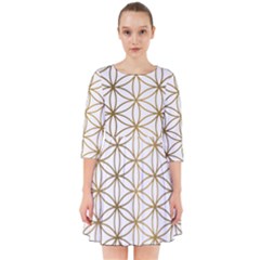 Gold Flower Of Life Sacred Geometry Smock Dress by Maspions