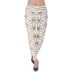 Gold Flower Of Life Sacred Geometry Velvet Leggings