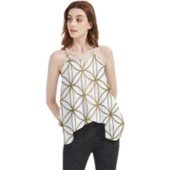 Gold Flower Of Life Sacred Geometry Flowy Camisole Tank Top by Maspions