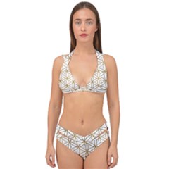 Gold Flower Of Life Sacred Geometry Double Strap Halter Bikini Set