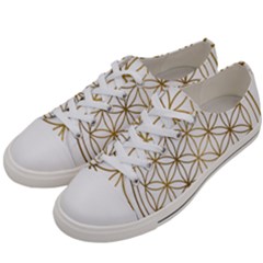 Gold Flower Of Life Sacred Geometry Women s Low Top Canvas Sneakers by Maspions