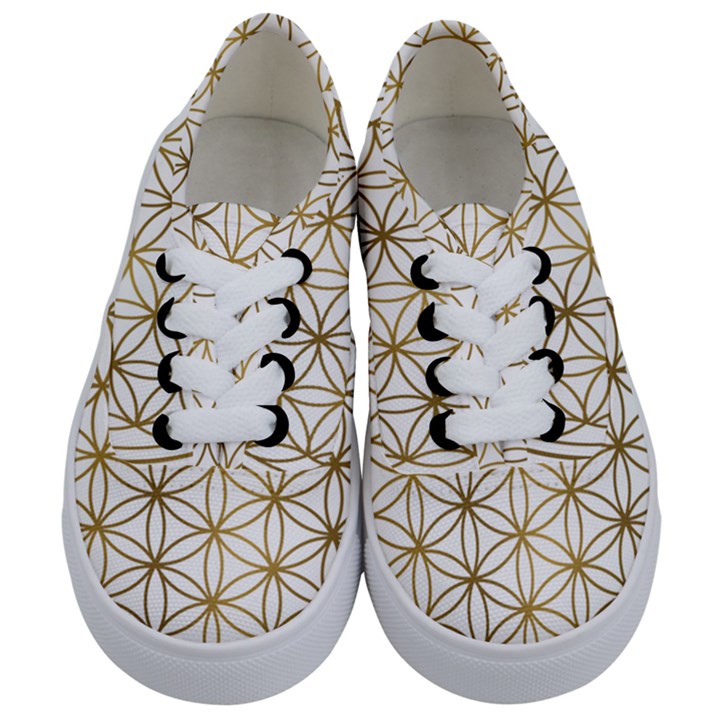 Gold Flower Of Life Sacred Geometry Kids  Classic Low Top Sneakers