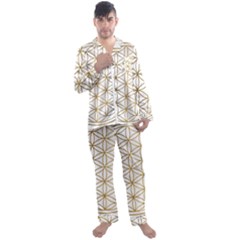 Gold Flower Of Life Sacred Geometry Men s Long Sleeve Satin Pajamas Set