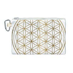 Gold Flower Of Life Sacred Geometry Canvas Cosmetic Bag (large) by Maspions