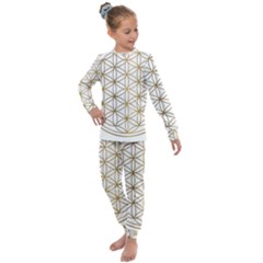 Gold Flower Of Life Sacred Geometry Kids  Long Sleeve Set 