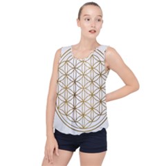 Gold Flower Of Life Sacred Geometry Bubble Hem Chiffon Tank Top