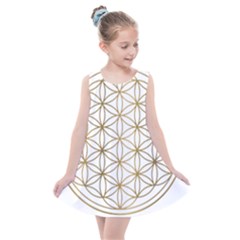 Gold Flower Of Life Sacred Geometry Kids  Summer Dress by Maspions