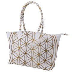 Gold Flower Of Life Sacred Geometry Canvas Shoulder Bag by Maspions