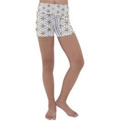 Gold Flower Of Life Sacred Geometry Kids  Lightweight Velour Yoga Shorts