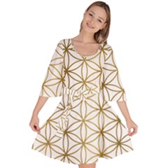 Gold Flower Of Life Sacred Geometry Velour Kimono Dress