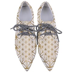 Gold Flower Of Life Sacred Geometry Pointed Oxford Shoes by Maspions