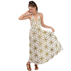 Gold Flower Of Life Sacred Geometry Backless Maxi Beach Dress