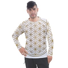 Gold Flower Of Life Sacred Geometry Men s Pique Long Sleeve T-shirt