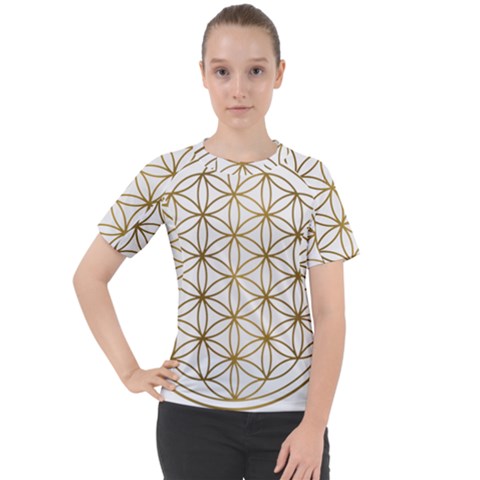 Gold Flower Of Life Sacred Geometry Women s Sport Raglan T-shirt by Maspions